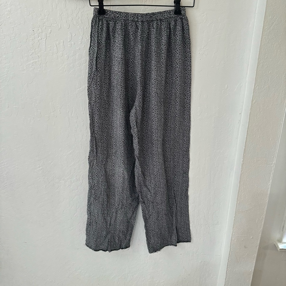 Vintage InModa Frayed Ankle Pull On Drawstring Ditsy Floral Wide Leg Pants - Picture 6 of 9